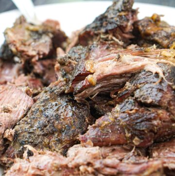 closeup of Greek lamb made in the slow cooker