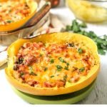 spaghetti squash Mexican casserole with text overlay