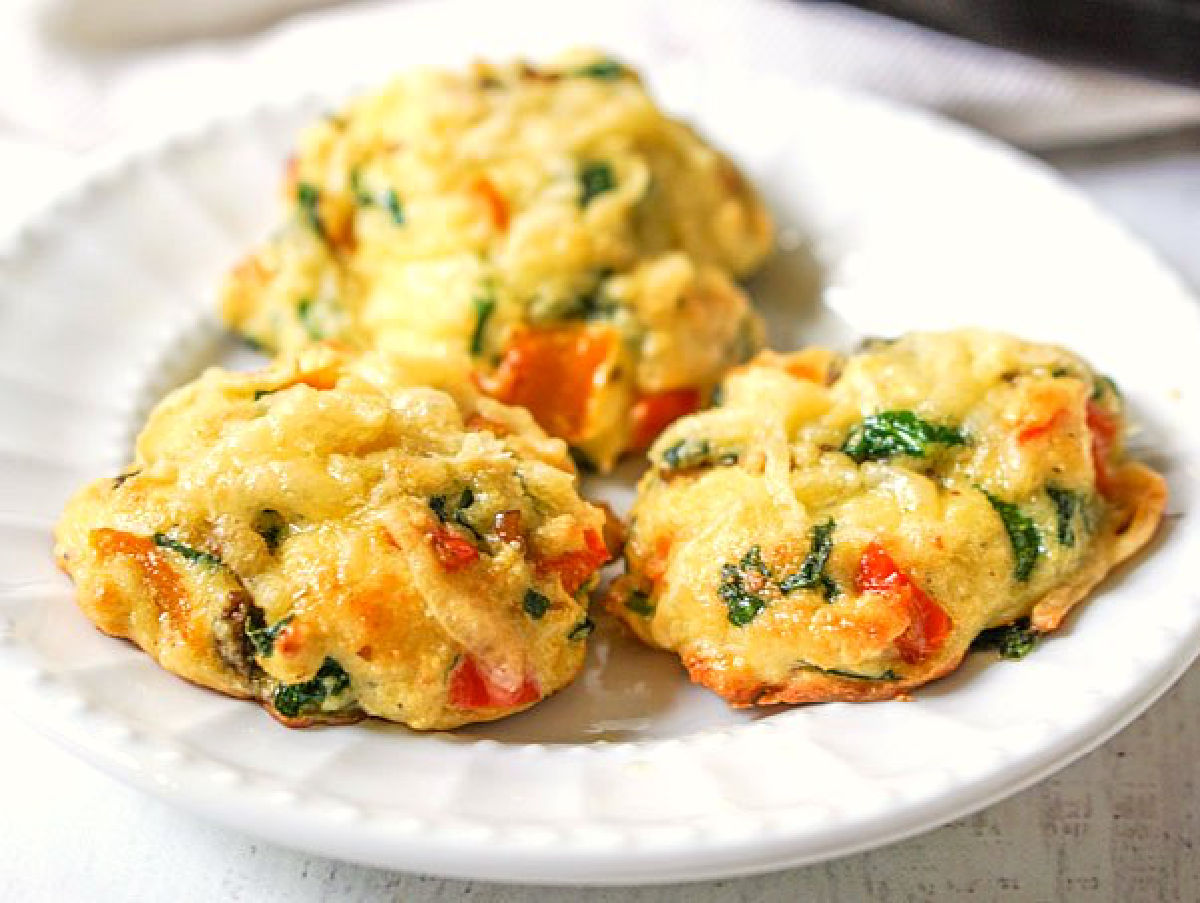 Closeup of the finished recipe on a white plate.