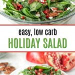white plate with low carb holiday salad and text overlay