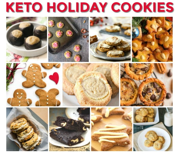 a collage of keto Christmas cookies with text overlay