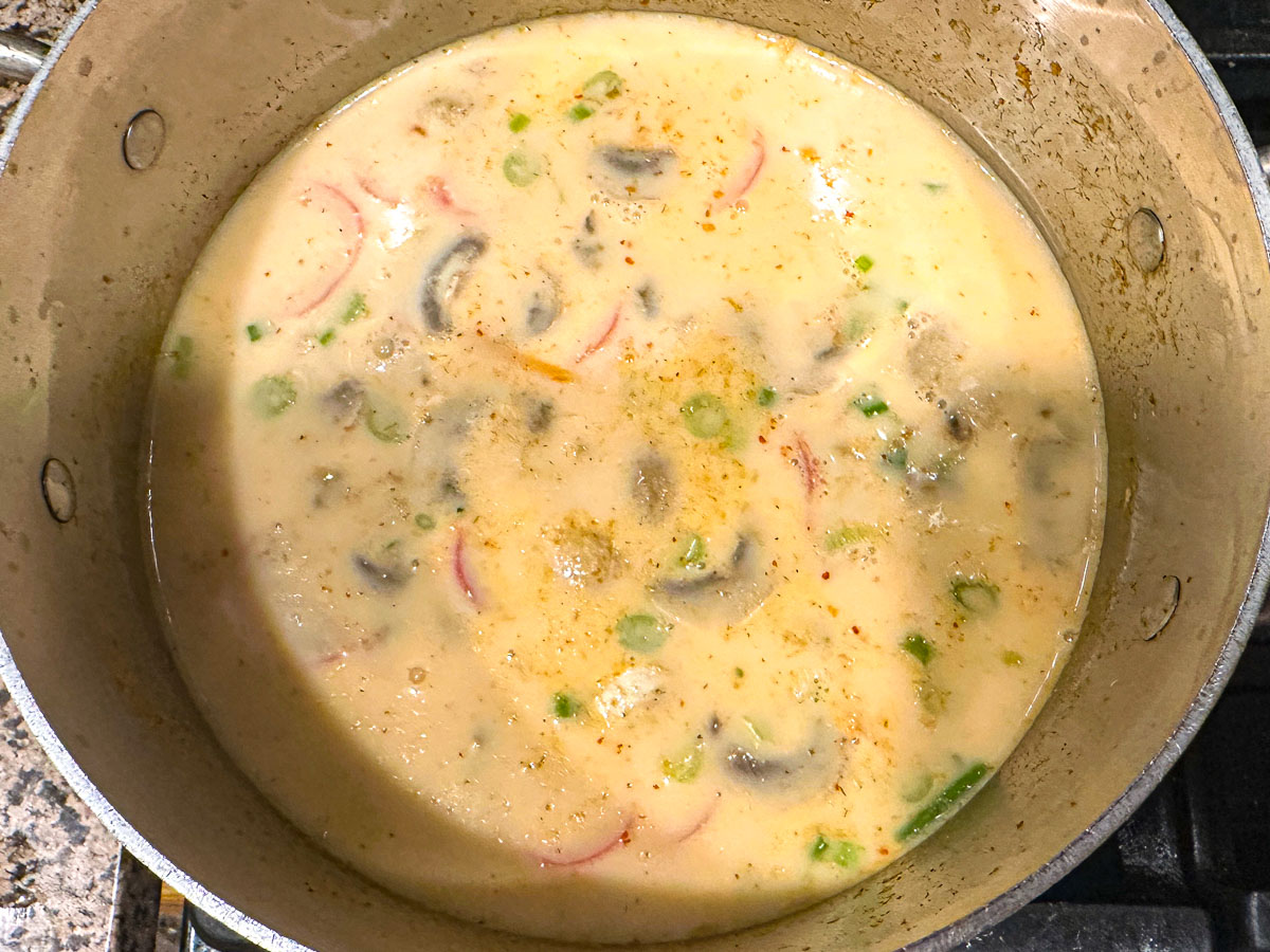 Soup pot with the added veggies.