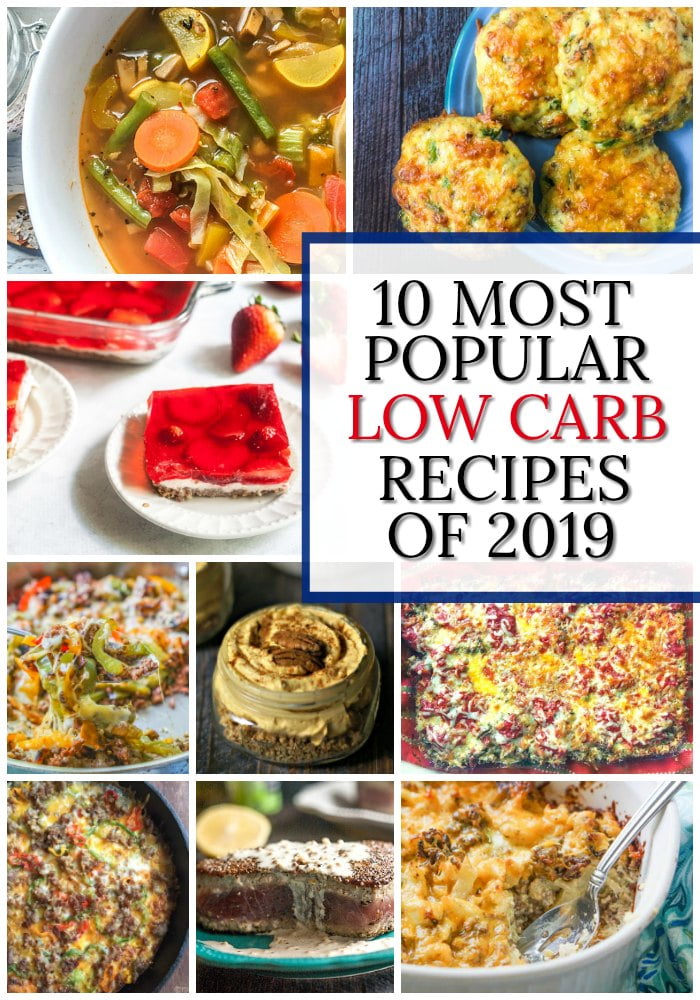 collage of low carb recipes with text