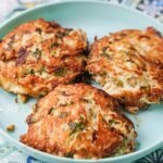 plate with gluten free crab cakes with jalapenos