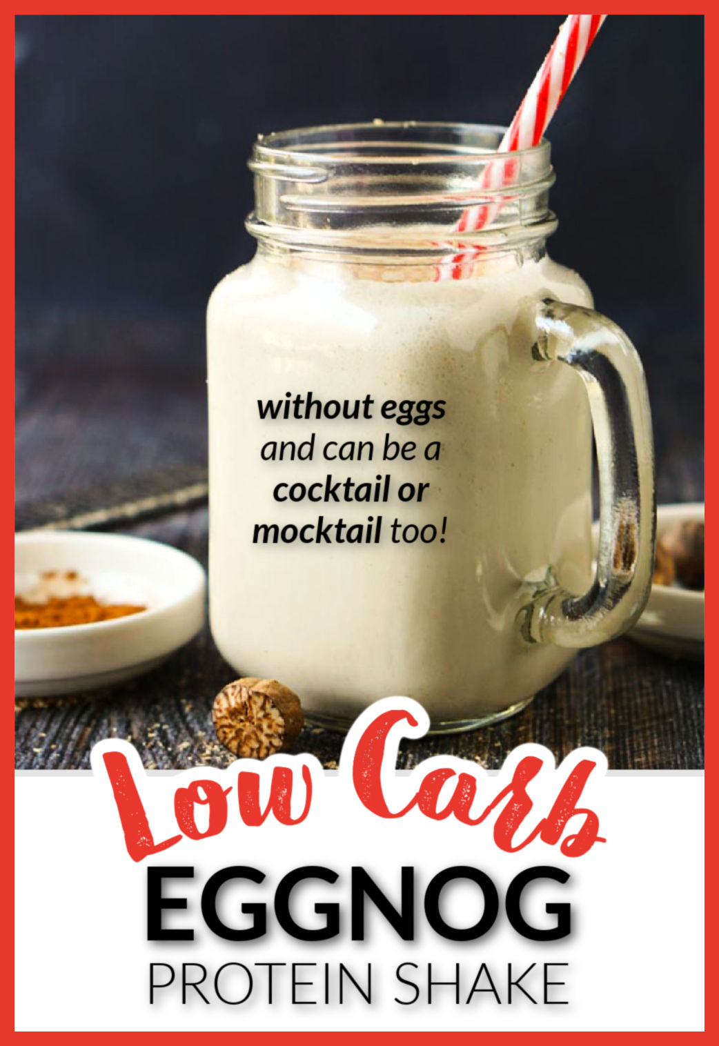 Eggnog Protein Shake - low carb breakfast or keto cocktail (no egg)