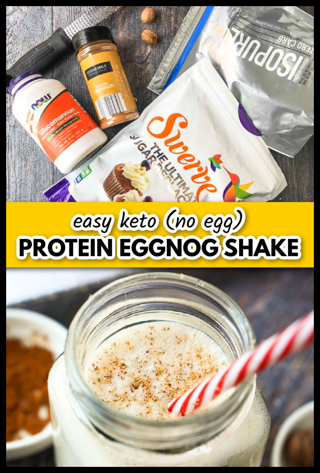 Eggnog Protein Shake - low carb breakfast or keto cocktail (no egg)