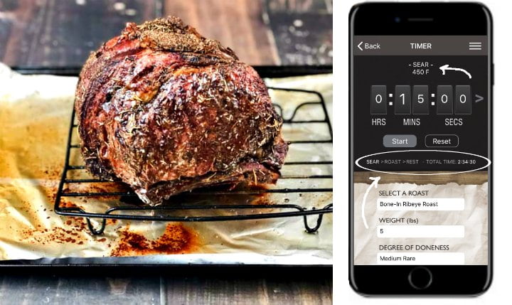 Finished prime rib roast i and iPhone with timer to make the roast