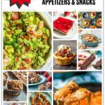 A collage of low carb keto appetizers and snacks for a super bowl party with text