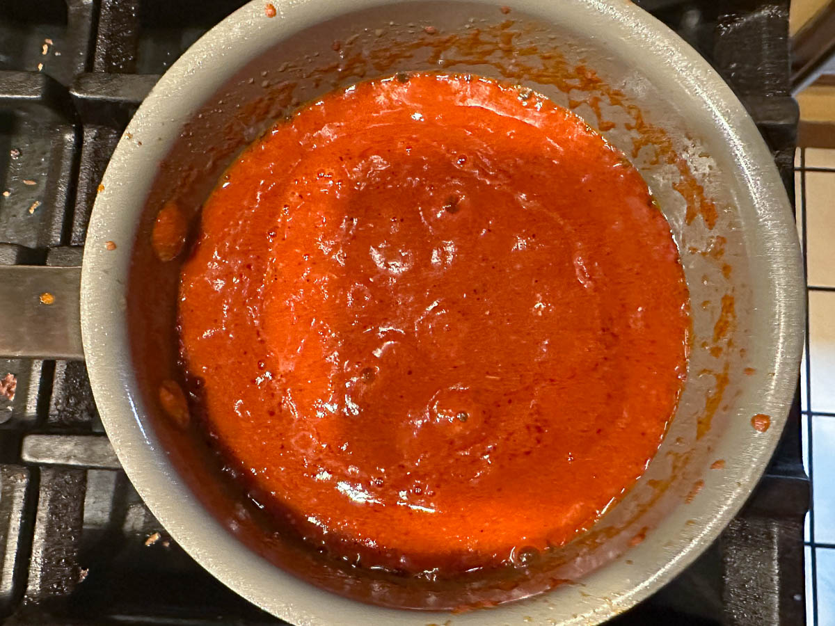pan on stove with low carb bbq sauce