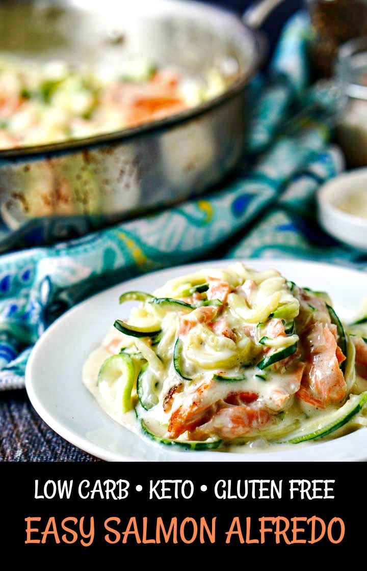 Keto Salmon Alfredo Recipe With Zucchini Noodles In 20 Minutes! My
