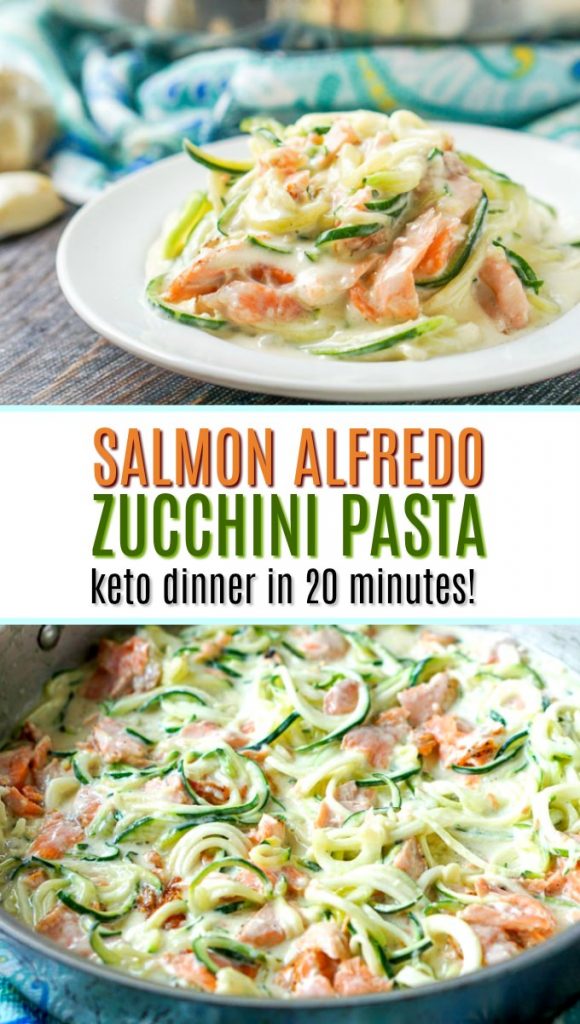 Keto Salmon Alfredo Recipe With Zucchini Noodles In 20 Minutes! My