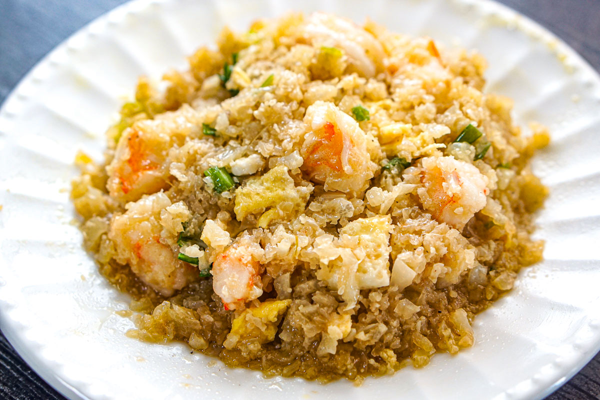 Closeup of a plate of the finished recipe.