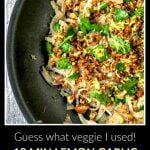 pan with low carb veggie noodles with text