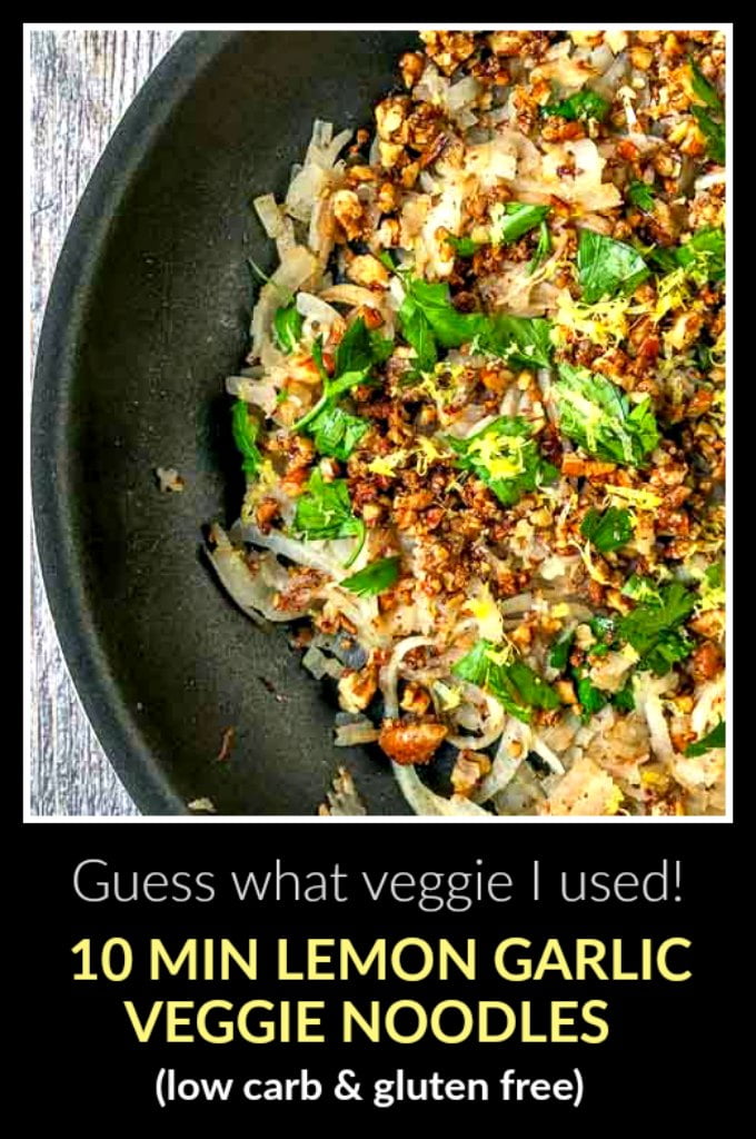 Low Carb Lemon & Garlic Veggie Noodles in 10 Minutes turnip noodles!