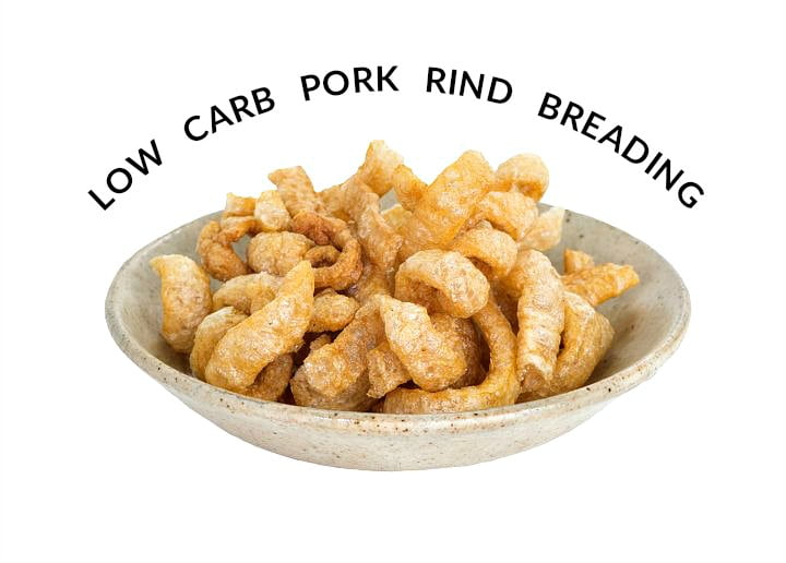 bowl of pork rinds with text