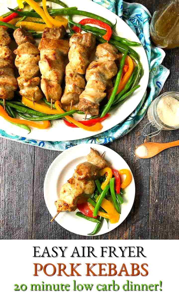Easy Low Carb Pork Kebabs in the Air Fryer using a 3 Ingredient Marinade