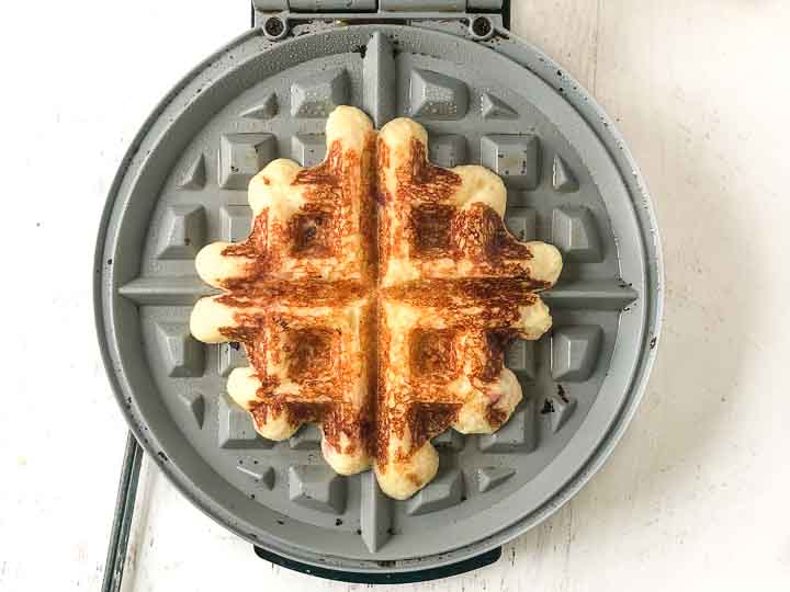 low carb waffle in a waffle iron