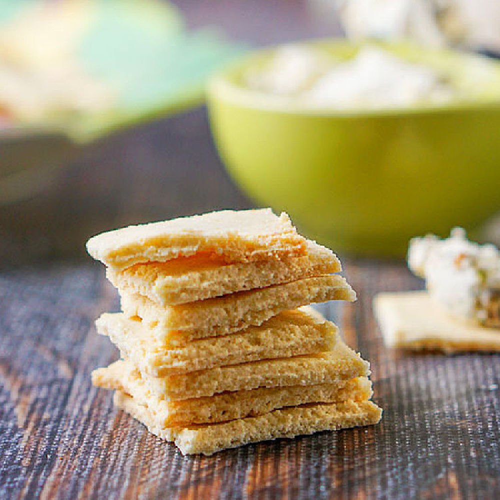 stack of almond flour crackers 