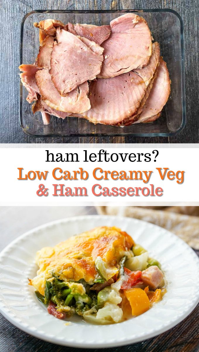 Low Carb Creamy Vegetables & Ham Casserole great for using leftovers!