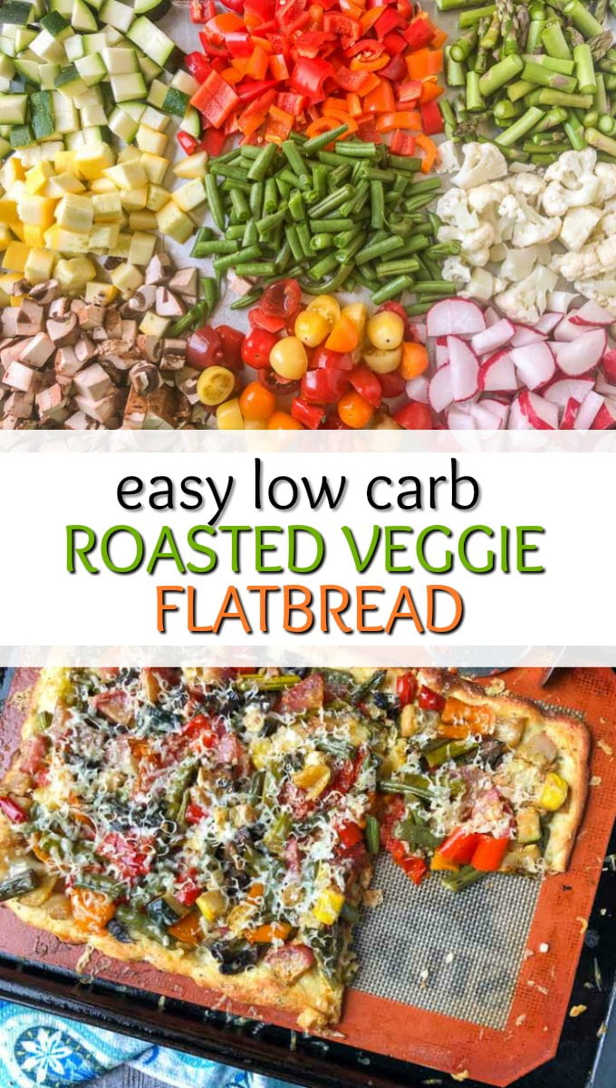 Low Carb Roasted Vegetables Flatbread Pizza gluten free too!