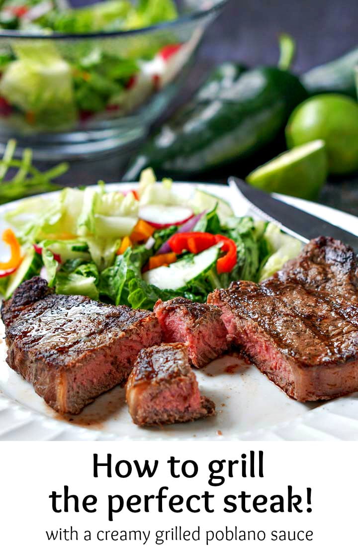 Steaks with Keto Creamy Grilled Poblano Sauce easy keto dinner