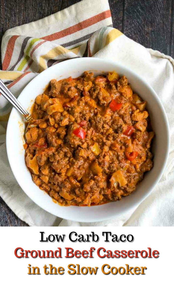 Slow Cooker Keto Taco Ground Beef Casserole low carb comfort food!