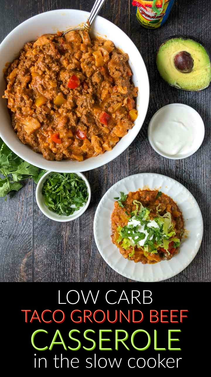 Slow Cooker Keto Taco Ground Beef Casserole low carb comfort food!