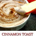 white bowls with low carb cinnamon toast cashew cream cheese and text
