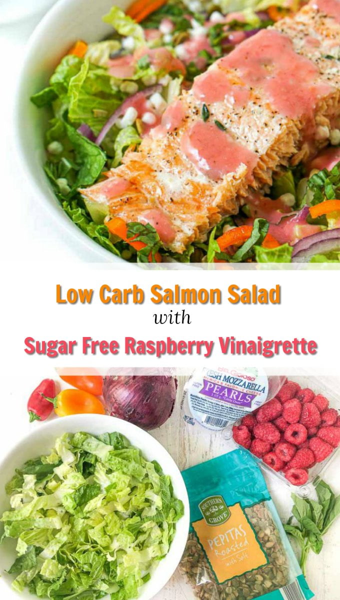 Keto Goat Cheese & Salmon Salad With Sugar Free Raspberry Vinaigrette