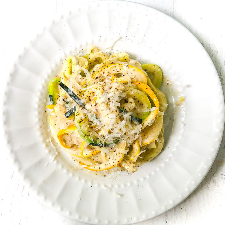 Keto Zucchini Noodles with Cheese & Pepper