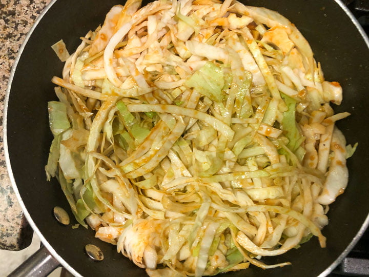pan with cabbage noodles