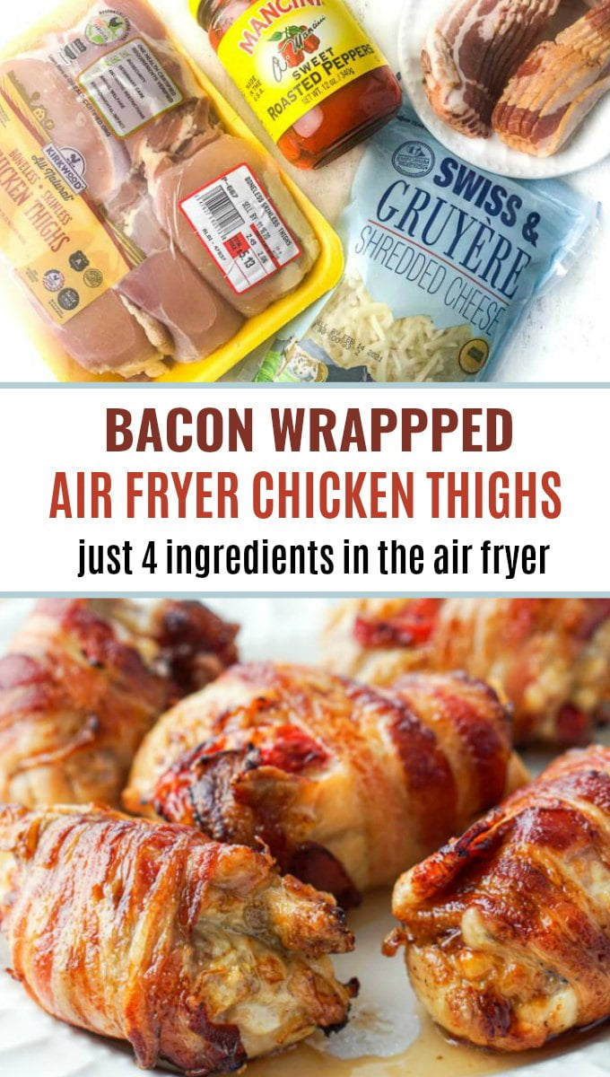 Bacon Wrapped Chicken Thighs in the Air Fryer easy keto chicken dinner!