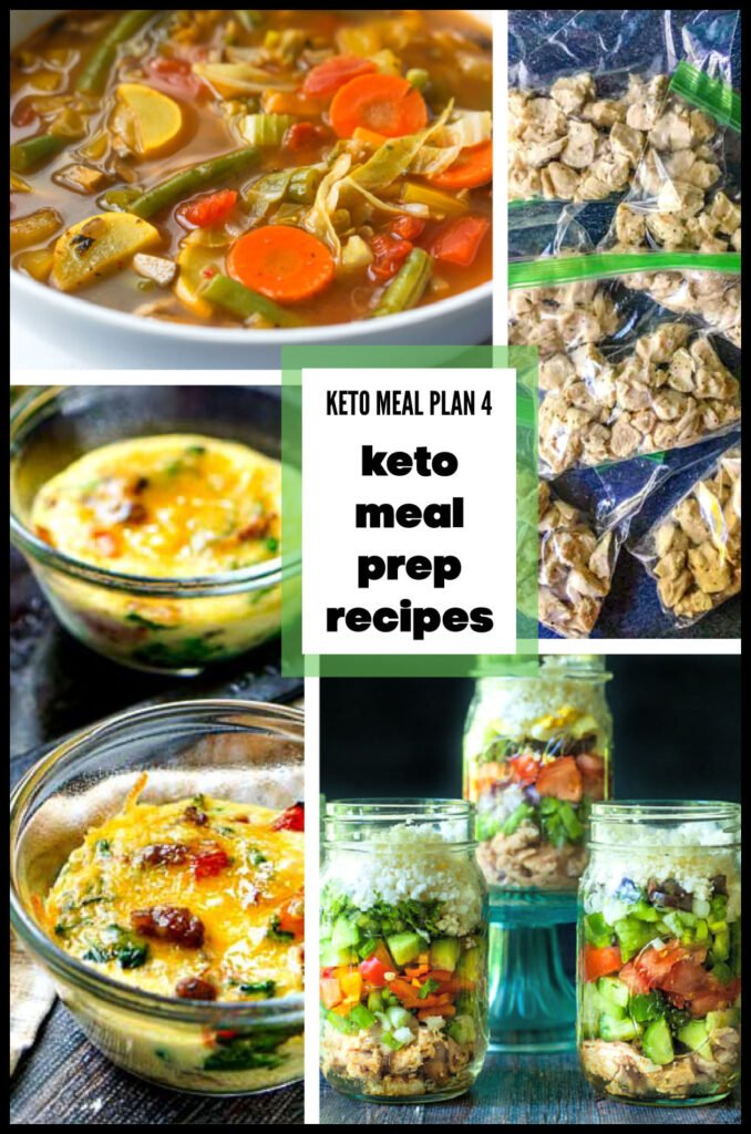 collage of keto meal prep recipes and text