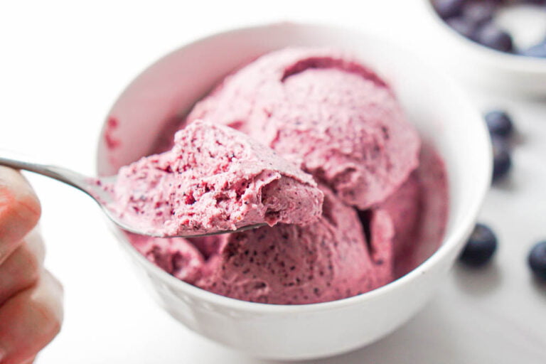 Keto Blueberry Ice Cream made in Blender sugar free, 3 ingredients!