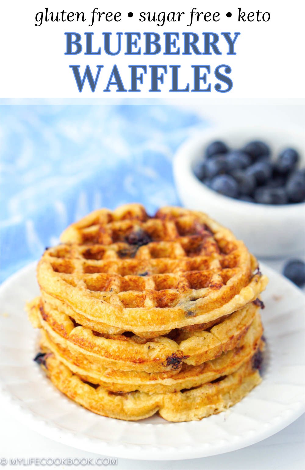 Keto Blueberry Waffles mini gluten free chaffles for a low carb
