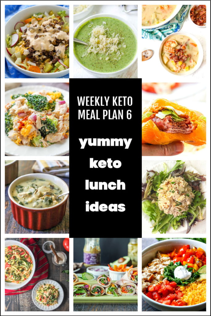 collage of keto lunch ideas with text