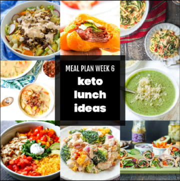 collage of keto lunch ideas with text