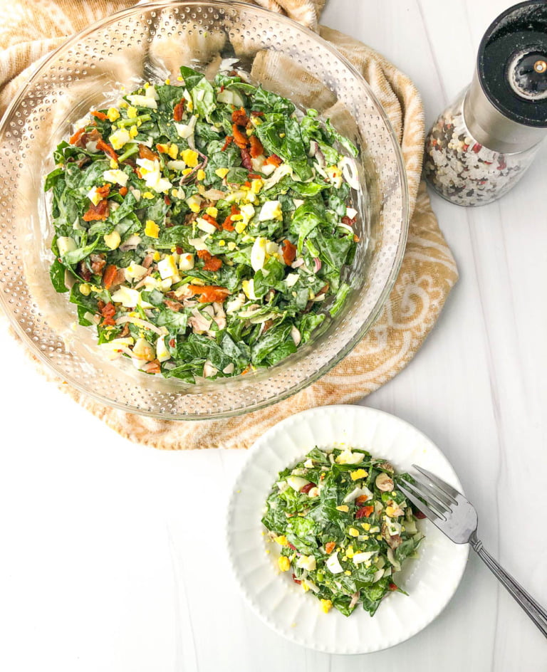Keto Spinach Salad Recipe chopped salad & creamy sugar free dressing