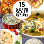 collage of keto soup photos with text overlay