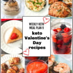 collage of pics of keto Valentine's Day recipes with text overlay