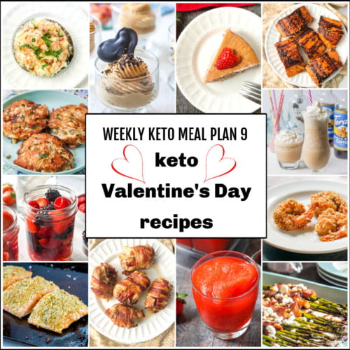 collage of pics of keto Valentine's Day recipes with text overlay