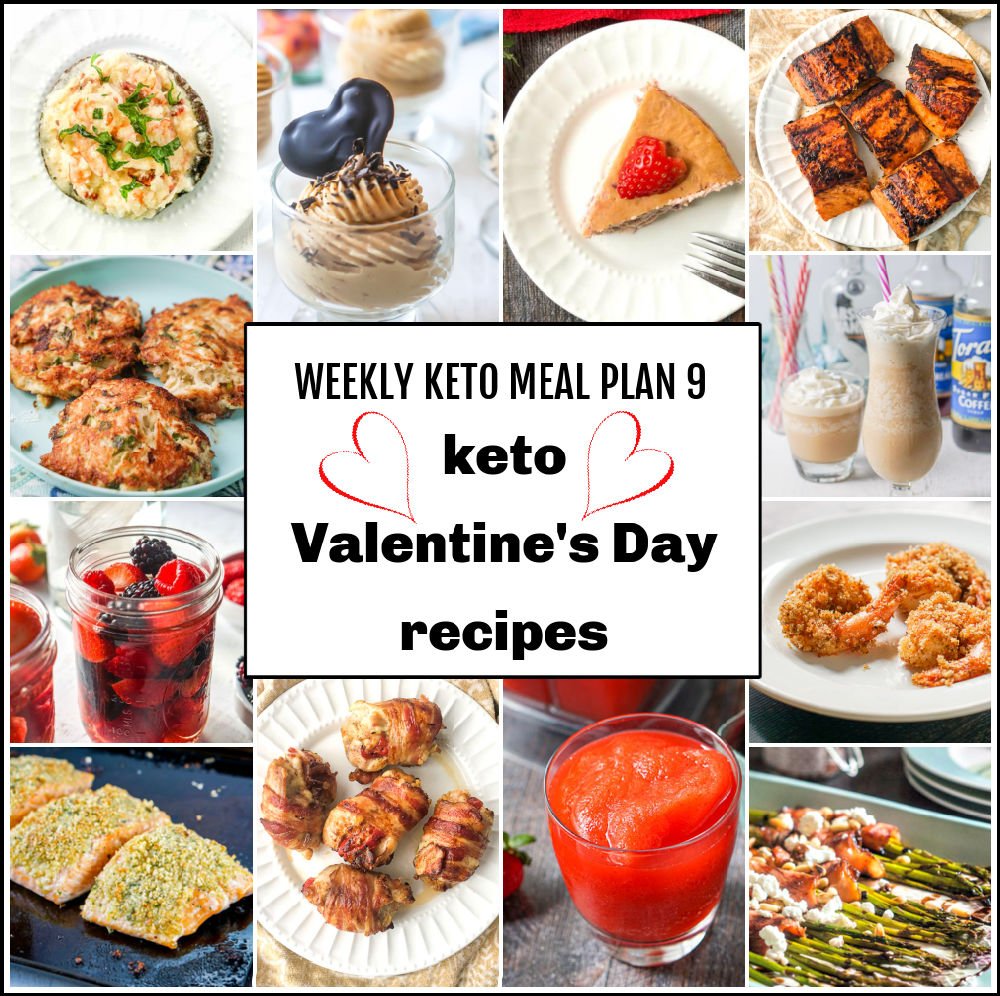 collage of pics of keto Valentine's Day recipes with text overlay