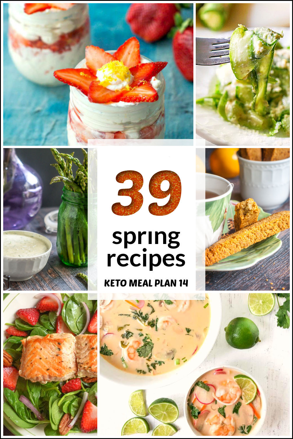 collage of keto spring meals with text