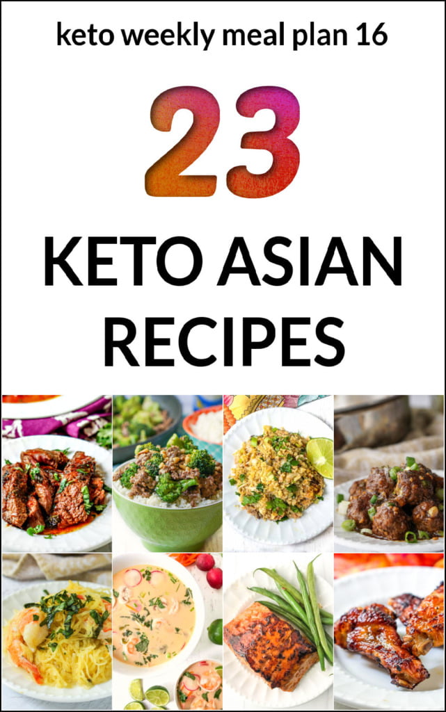 collage of keto Asian recipes with text overlay