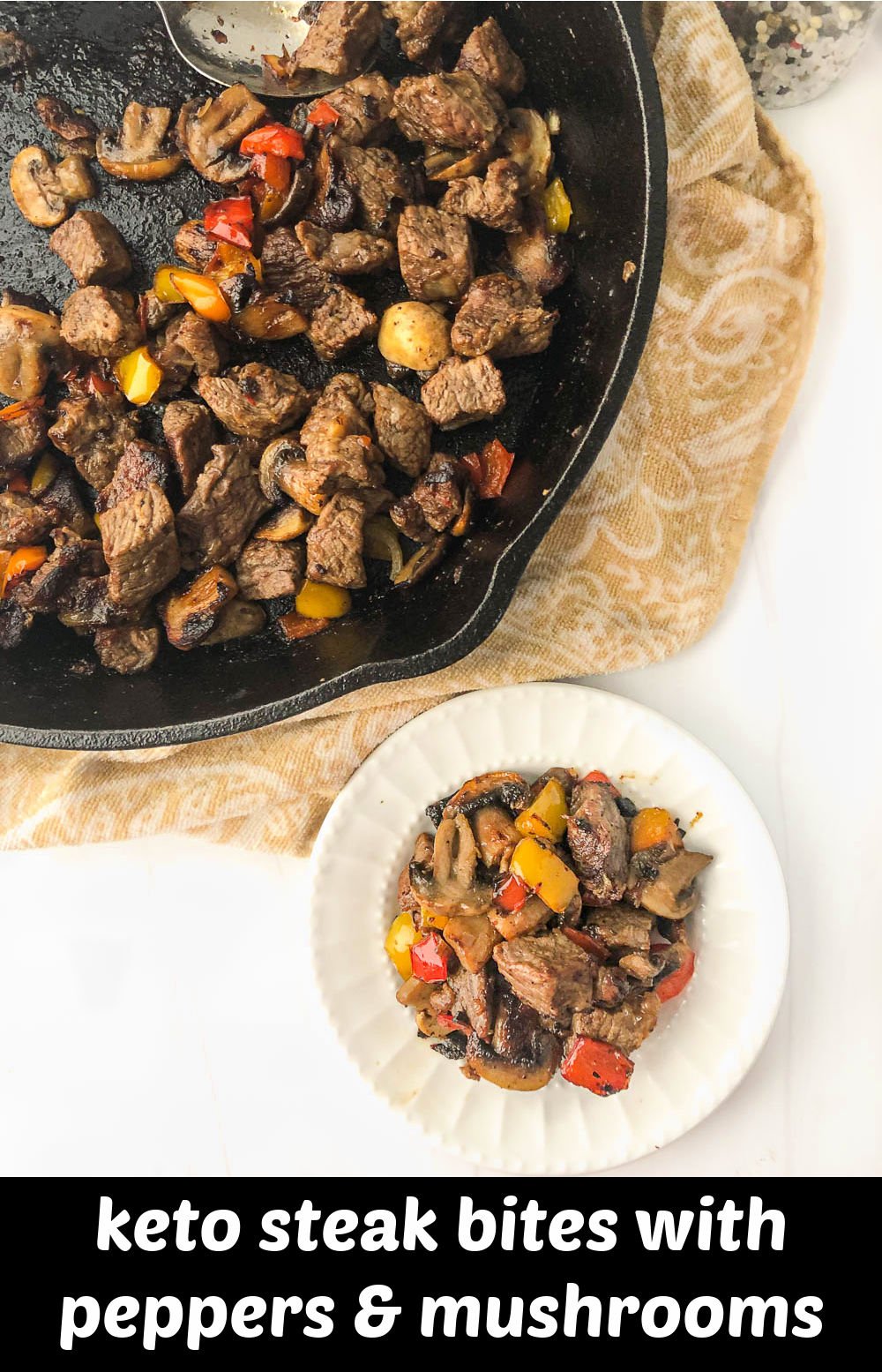 Air Fryer Steak Tips with Peppers, Onions & Mushrooms easy keto dinner