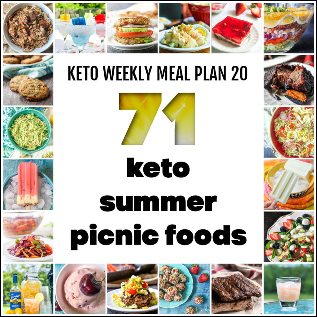 collage of keto picnic foods with text