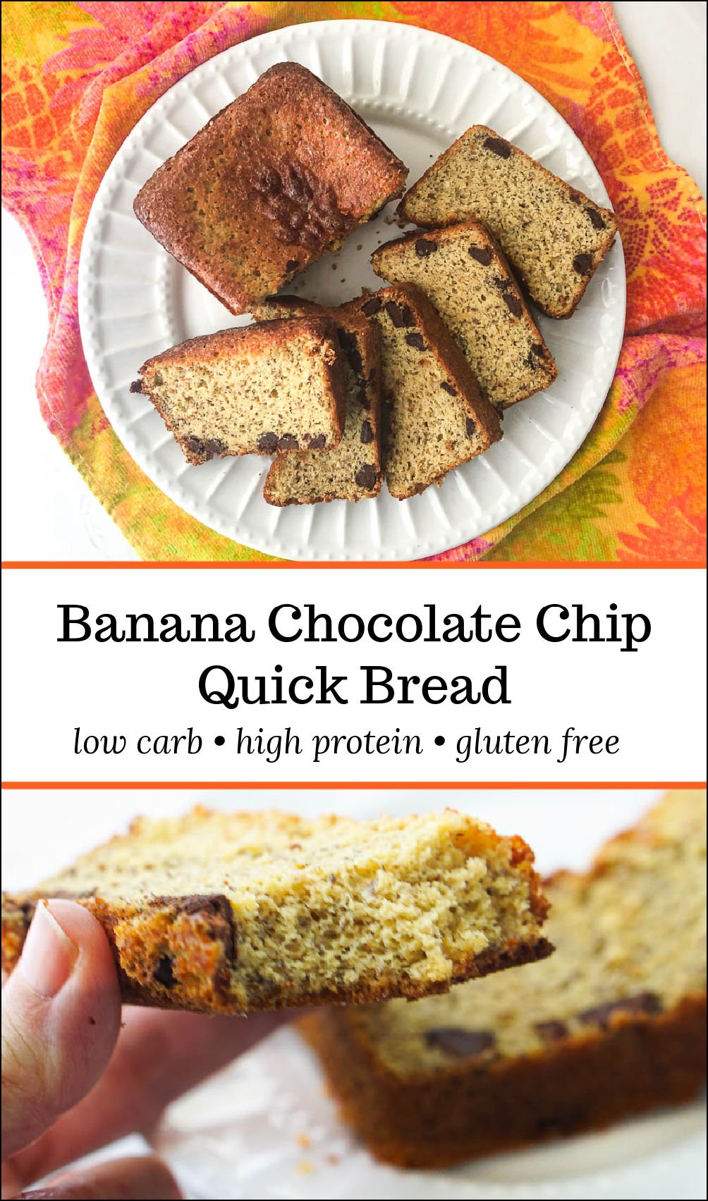 Keto Protein Powder Banana Bread with Chocolate Chips gluten free too!