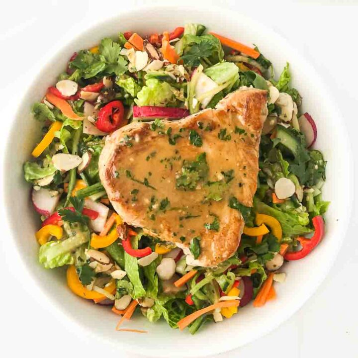 Keto Sesame Ginger Dressing & Tuna Steak Salad