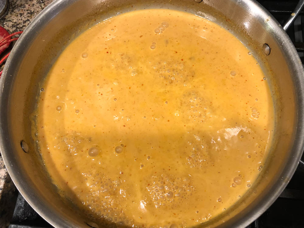 pan with coconut curry sauce
