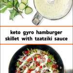 skillet with gyro hamburger dinner and text
